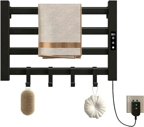 FLTRGO Straight Bathroom Heated Bathroom, Radiator Bath Towel, Modern Central Heater, Wall Mounted Stairs, With 4 Hooks/50-70 ℃ Adjustable, Without Drilling, For Bathroom Kitchen