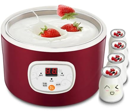 Yogurtiera Automatica Elettrica Multifunzionale, Macchina per Yogurt Termostatica Macchina per Natto per Vino di Riso con Rivestimento in Acciaio Inossidabile, Yogurt Fatto in Casa e Natto Fatti
