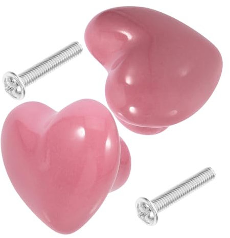 OUNONA 2stücke Herzförmige Keramikknöpfe Für Möbel Schranktüren Und Einloch-design Für Einfache Montage Rosa Türknöpfe Für Romantische Atmosphäre