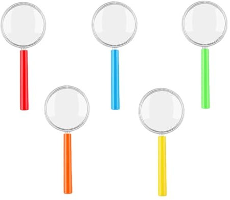 WeddHuis 5 lentes de aumento para niños, mini plástico, lentes portátiles, mini, para fiestas de cumpleaños, casa, escuela, actividades al aire libre (colores mixtos)