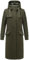 Navahoo Damen warmer Trenchcoat in Woll-Optik mit Strick-Ärmeln und Kapuze Knit Babe 14 Dark Olive Gr. M