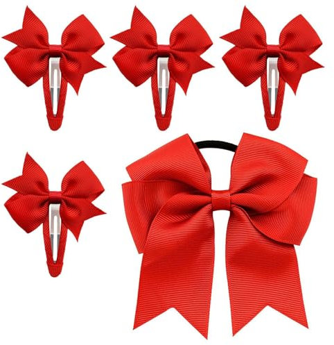4 Pinces À Cheveux Papillon Rouge Et 1 Attaches À Cheveux Papillon Rouge, Couvre-Chef Pour Enfants, Attaches Élastiques Pour Cheveux, Accessoires Pour Cheveux