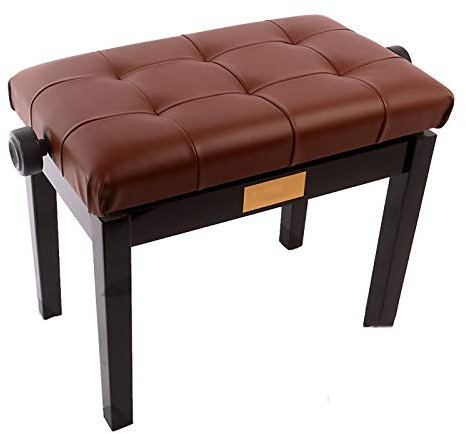 Premium Leder Klavierbank Höhenverstellbar 1 Person Holz Gepolsterter Hocker für E-Piano Schwarz