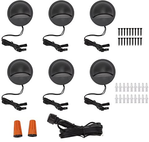 Mumusuki 6-teilige Niederspannungs-LED-Terrassenleuchten, IP67 Wasserdicht, 2700 K warmweiß, Landschaftsstufen-Treppengeländer-Zaunlampen für Garten, Hof, Stufen, Treppen, Bodendekoration