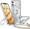 XYZ für iPhone 11 Hülle mit Band, Herzen Doppelring Ständer Luxus Glitzer HandyHülle Kameraschutz, Frauen Stoßfest Elektroplattiert Soft TPU SchutzHülle Clear iPhone 11 Case,Silber