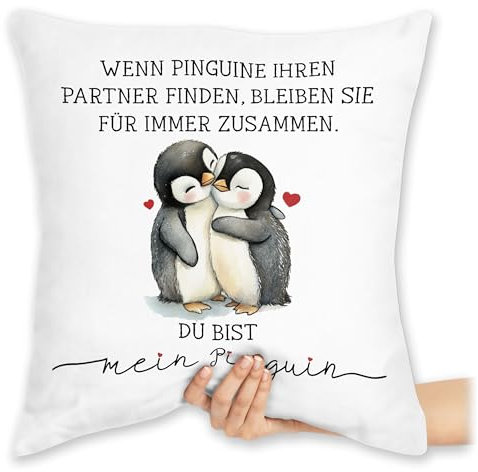 Kissen 40x40 Zierkissen - Wenn Pinguine ihren Partner Finden bleiben sie für Immer zusammen I Partner Geschenke Pärchen Jahrestag Geschenk Paare Weihnachten - 40 x 40 cm