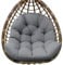 joomie Egg Swing Chair Cushion Replacement Waterproof 120x84x18 cm Thicken Outdoor Patio Hanging Basket Chair Cushions Removable Pad with Ties for Garden Cocoon Egg Hammock Chair, Grey