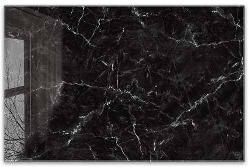 Herdabdeckplatte 80x52 cm einteilig – Schwarzer Marmor | ESG Glas Ceranfeldabdeckung, Schneidebrett, für Ceranfeld, Herd, Induktion, Küche