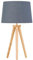 Modern Light Oak Table Lamp or Bedside Light, Wood Tripod Design, Grey and Gold Inner Shade
