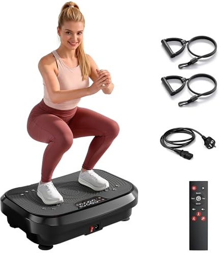 MOMODA Plataforma Vibratoria Fitness, Entrenamiento Cuerpo Entero y Relajación Muscular en Casa, Motor 200W 120 Velocidades, Pantalla LED con Mando, Bluetooth, Carga Máxima 204 kg / 450 lbs