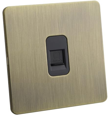 Square Edge Straight Knurled Switches and Sockets For Home Office Bedroom Kitchen Antique Brass（RJ45 Internet Outlet）