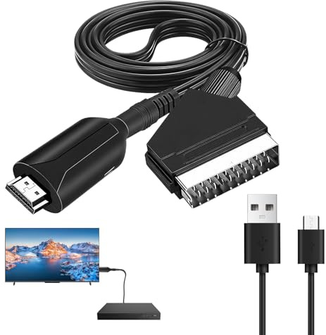 Othrion Scart to HDMI Converter,All-in-One Video Audio Scart Lead to HDMI Adapter,HD 720p/1080p,with USB Power Cable,Plug and Play,Video Audio Converter for HDTV Monitor Projector STB VHS X-box PS3