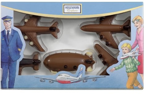 Heilemann Geschenkpackung Flugzeuge Edelvollmilch Schokolade 100 g