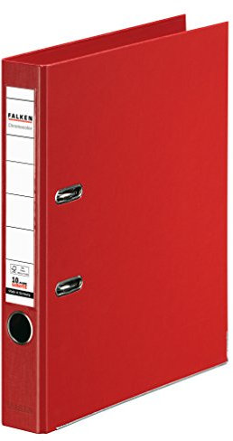 Original Falken Chromocolor Premium-Ordner. Made in Germany. Kunststoffbezug außen und innen 5 cm breit DIN A4 rot Ringordner Aktenordner Briefordner Büroordner Plastikordner Schlitzordner