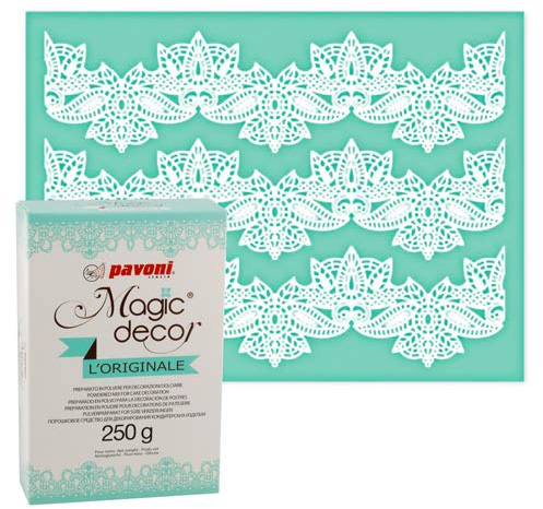 Magic Decor Matte Rosen + Magic Decor Pulver 250g für essbare Torten Spitze