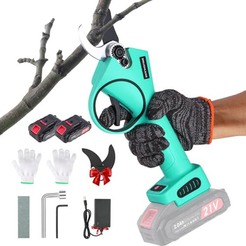 Tijeras de podar electricas - 30 mm Tijeras de podar bateria profesionales de con 2 baterías de 21 V / 2000 mAh - Tijera de Podar Electricas inalámbricas para jardinería Vides Árbol frutal Olivos