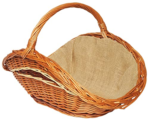ForYourProtection Kaminholzkorb aus Weide Kaminkorb Holzkorb mit Jute Weidenkorb Holz Kamin Kaminholz (Hellbraun, Typ 3: (L) 66 x (B) 44 x (H) 28/42 cm)