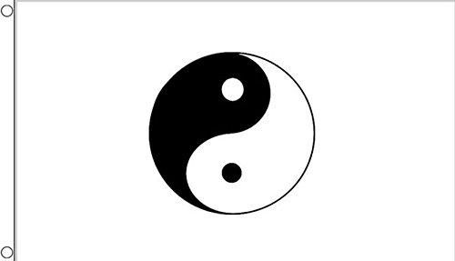 AZ FLAG - Drapeau Yin et Yang blanc - 90x60 cm - Drapeau Chinois - Chine 100% Polyester Avec Oeillets Métalliques Intégrés - Pavillon 50 g