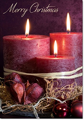 doodlecards Pack of 10 Christmas Cards and Envelopes Traditional Candles. Printed in UK, Premium Quality & 100% Recyclable.
