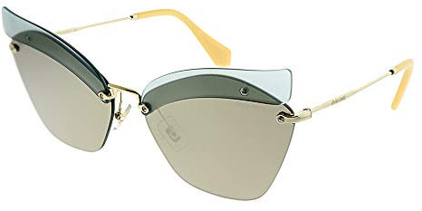 Miu Miu 0Mu56Ts By61C0 63 Occhiali da Sole, Bianco (Opal Sage/Lightbrownmirrorgold), Donna