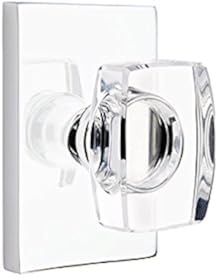Privacy Set, Modern Rectangle Rosette, Modern Windsor Crystal Knob, Polished Chrome