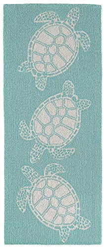 Liora Manne Capri Coastal Mermaids Aqua Indoor/Outdoor Läufer Teppich Schildkröte, türkis 2' x 5' Meeresschildkröte blau