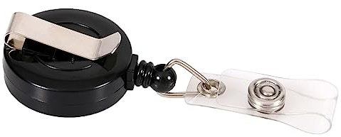 Europel Ausweisjojo für Ausweishalter, Namensschild, Schlüsselanhänger mit Gürtelclip und Schlaufenclip, Einziehbar 80 cm, 121281, Schwarz, 10 Stücken.