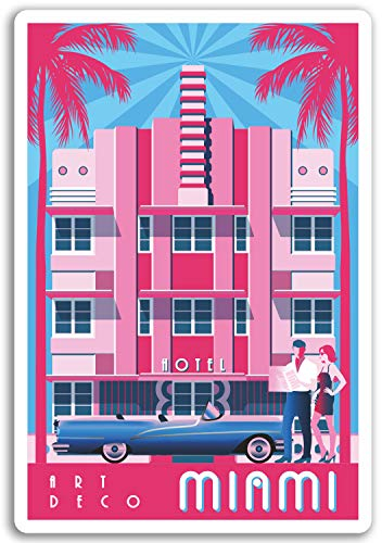 2 x 10 cm Art Deco Miami Vinyl Aufkleber - Amerika Aufkleber Laptop Gepäck # 17082 (10 cm groß)