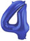 Folat 65924 Folienballon Ziffer Zahl 4 Metallic 86 cm-Helium Ballon Decoration Geburtstag, Hochzeit, Jubiläum, Blau Matt, one size