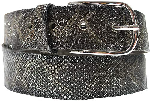 VANZETTI Selection Damengürtel, Leder, Pythonprägung, Breite: 3,5 cm, Anthrazit, 85 cm