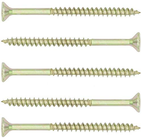 Spanplattenschrauben 4x60 mm - 100 Stück - TX20 (I-Stern) - Senkkopf/Teilgewinde/Fräsrippen - gelb verzinkt - SC200 | SC-Normteile