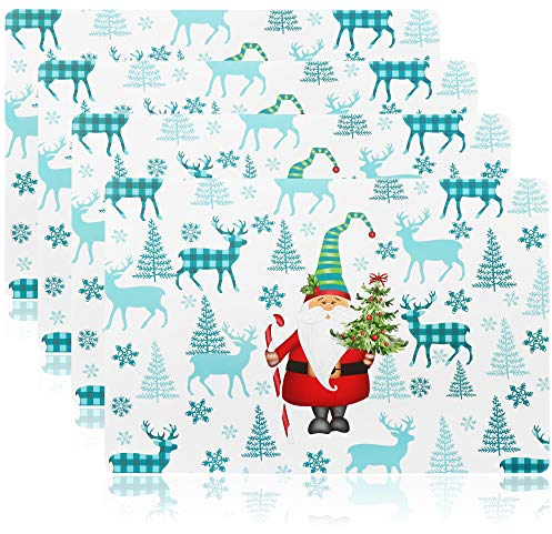 com-four® 4X Platzset XL für Weihnachten - Tischset mit weihnachtlichen Motiven - Platzmatten für Küche und Esszimmer - Platzdeckchen (4 Stück - Santa Rentier)