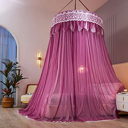 Princess Dome Zanzariera Doppio strato Filato Letto matrimoniale a baldacchino, Tenda da letto sospesa in pizzo per letti singoli o king size Ideale per camera da letto decorativa-Salsa rossa