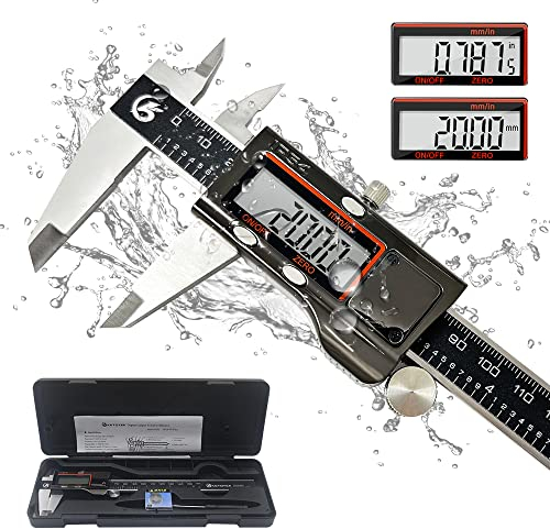 KETOTEK Messschieber Digital Schieblehre IP54 Wasserdichte Staubdicht, Elektronische Edelstahl Messlehre Messwerkzeuge 150mm/6-Zoll mit Ersatzbatterie LCD Display für Haushalt & Industrie Messung