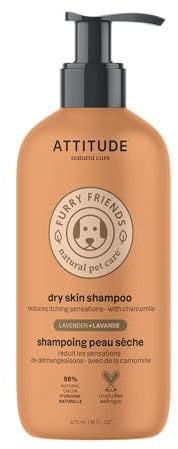 ATTITUDE Dry Skin Soothing Shampoo for Cat & Dog, Plant- and Mineral-Based Ingredients, Vegan, Lavender, 473 mL