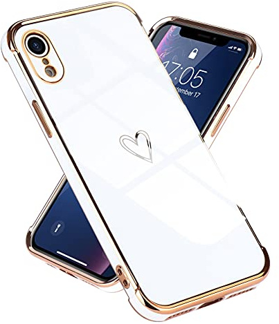 Lafunda kompatibel mit iPhone Xr Handyhülle Mädchen Liebesherz Silikonhülle weich TPU Hülle Ultra dünn Stoßfeste Schutzhülle Bumper Silikon case für iPhone Xr Weiß