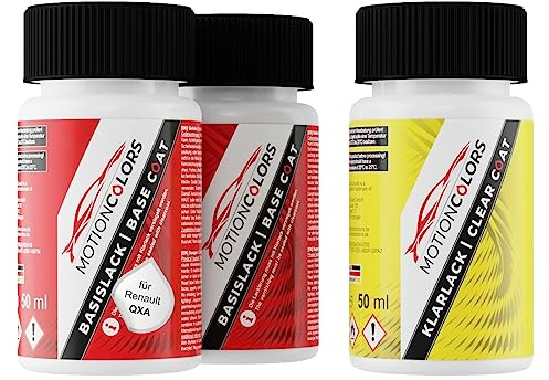 MOTIONCOLORS Blanc Nacre/Perlmutt Weiss Metallic QXA für Renault Autolack Lackstift Set Grundlack Basislack Klarlack je 50ml