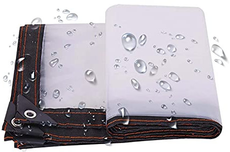 FOGUO Lona Impermeable Transparente 4x9m, Lona de Proteccion Transparente, Lona Transparente Ojales, Lona para Piscina Rectangular, Protección contra UV, Toldos Lona Transparente