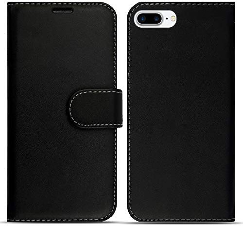 ProGadgetsLtd Case For iPhone 7 Plus & 8 Plus, Leather Wallet Case With Card Holder, Flip Wallet, Shockproof Phone Cover (Black)