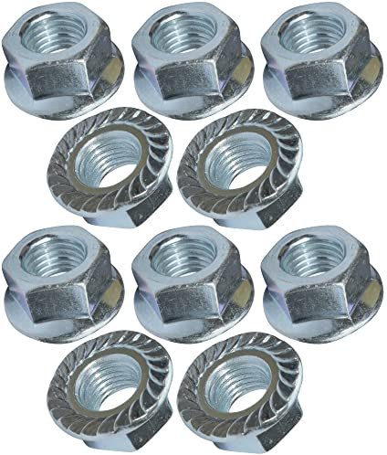 AERZETIX - C49649 - Set di 10 dadi esagonali con flangia/base dentata M16 Ø esterno 33mm - in acciaio al carbonio durezza 8 - controdado autobloccante - DIN 6923
