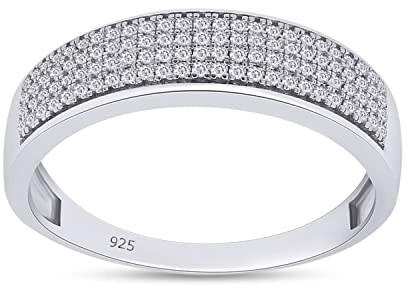 SAVEARTH DIAMONDS Herren-Ehering aus 14 Karat vergoldetem 925er Sterlingsilber mit 1/3 Karat Rundschliff, im Labor hergestellter Moissanit-Diamant (Farbe G-H, Reinheit VVS1, 0,33 Karat), Ring Size-9.5
