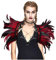 keland Damen Feder Umhang Schal Kragen Bolero Gothic Federkragen Federumhang Schultertuch Federschultern Maleficent Kostüm(Rot-F)