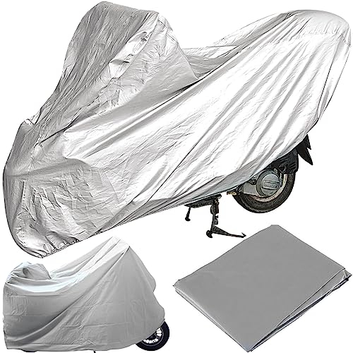 Retoo Housse de moto, bâche de moto extérieure, housse de protection, bâche de moto, 200 x 100 cm, housse de moto, protection contre le froid, protection contre la pluie, anti-poussière argent étanche