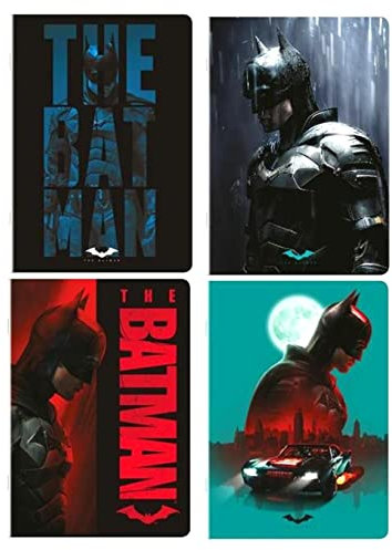 QUADERNONI Batman 4 Stück Schule Rigo B + Geschenk Pfeife und Glitzerstift