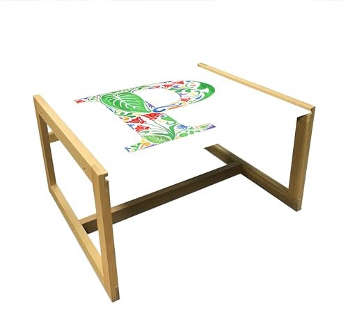 ABAKUHAUS la Letra P Mesa de Centro, Resumen de la Paleta de Colores, Mesa Central de Cristal acrílico Duradero con Marco de Madera para, Medio, Multicolor