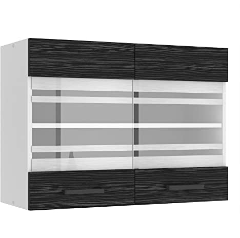 Belini Hängeschrank Küche, Küchenschränke SGW. Breite 80 cm. Oberschrank mit 2 Türen, Küchenhängeschränke, Wandschrank Hängend, Königliches Ebenholz
