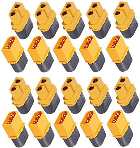 VISSQH 20pcs (10 paia) connettore xt60H,XT60 connettore batteria lipo,connettore xt60 maschio/femmina, con XT60 Connettore di Alloggiamento Guaina, per Batteria Lipo FPV Drone