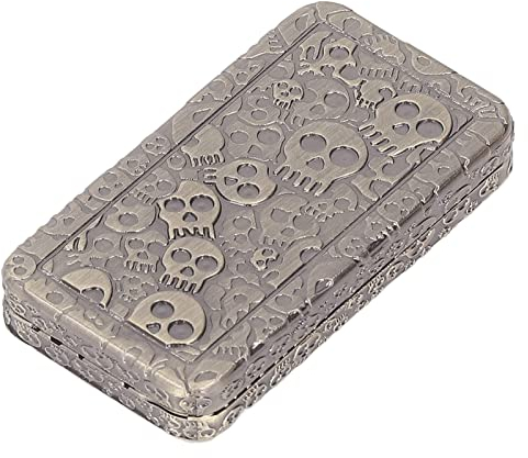 ADHS, tragbar, Autismus, Angst, Stressabbau, magnetisch, Fidget Toy, Poker, Metall, mit Totenkopfmuster und Box, Gold-Sensorspielzeug, 5,5 x 3 x 1 cm