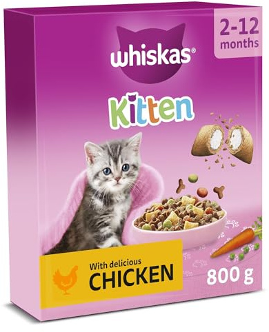 WHISKAS Junior Dry Cat Food 800g with Chicken (Pack of 5)