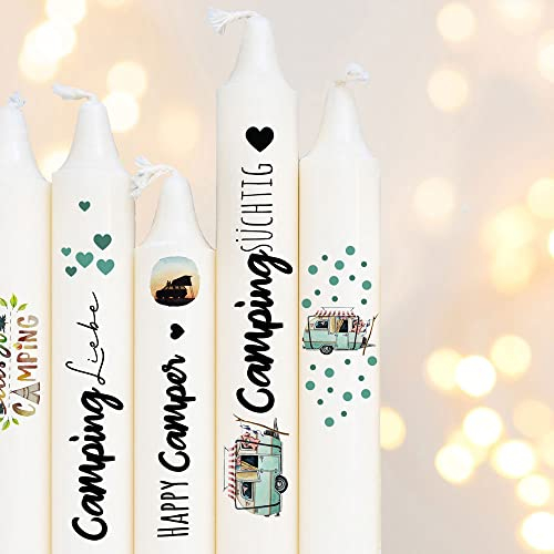 ilka parey wandtattoo-welt Kerzensticker Kerzentattoos Tattoofolie Camping Wohnwagen Lagerfeuer to go für Kerzen oder Keramik A4 Bogen DIY Stickerbogen kst2